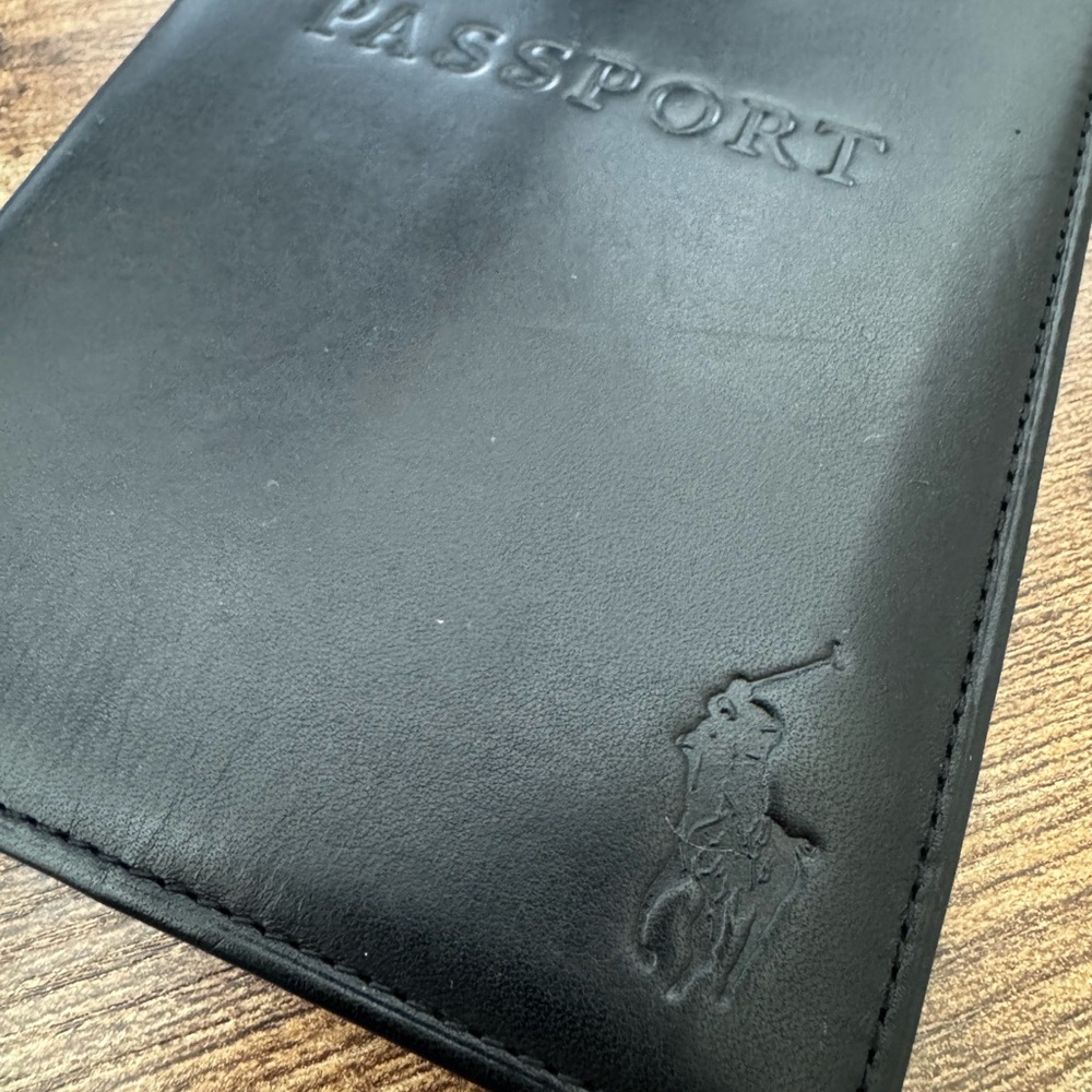 Black Leather Passport Holder